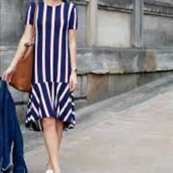 NEW ZARA STRPPED DRESS BLUE RED - Picture 3 of 5